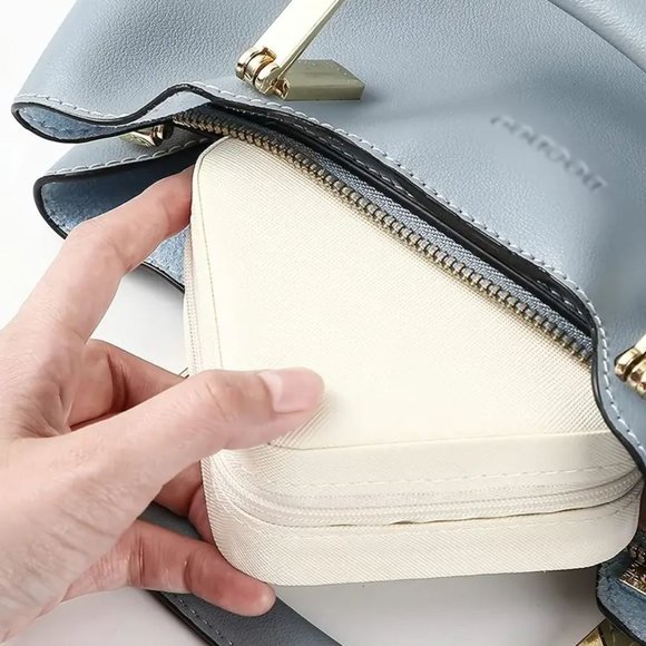 Small PU Leather Jewelry Box Portable Travel Jewelry Ornaments Storage. - Picture 3 of 7